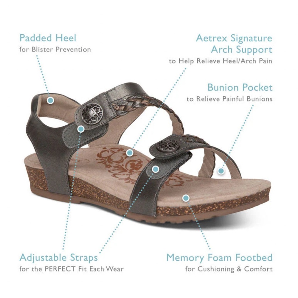 Aetrex “Janey” sandals in metallic brown